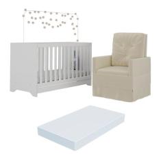 Berço 3x1 com Colchão Incluso e Poltrona de Amamentação Elza Multimóve