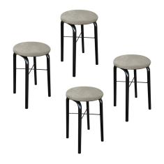 Kit 04 Banquetas Baixa Manu Suede - D'Rossi Marrom Rato