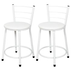 Banquetas Baixa Para Cozinha Branca 2Un Assento Branco