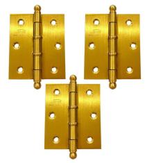 Dobradiça Porta Dourada Acetinada Escovada 3 X 2 1/2 Anel