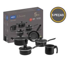 Conjunto Jogo Panela Antiaderente Brinox Preto Ebony 5 Peças