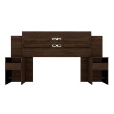 Cabeceira Cama Box Madeirado Casal Triunfo C/ 2 Gavetas ébano Touch - Demóbile