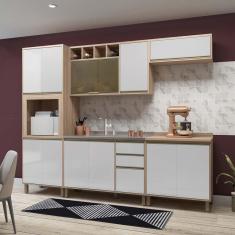 Cozinha Completa Modulada 5 Peças com Torre Microondas Armário e Balcão Mel Luciane Móveis