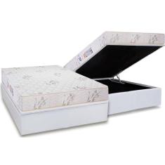 Conjunto Box Baú Casal: Colchão Espuma Luckspuma D33 Supreme Floral + Base CRC Courano White(138x188)
