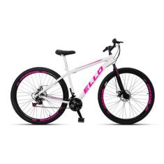 Bicicleta Aro 29 Freio A Disco 21M. Velox Branca/Pink - Ello Bike