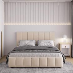 Cama Base Box Baú Casal Uvaia CabeCasa MadeiraMadeira Bege