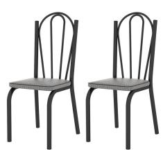 Kit 2 Cadeiras 121 Europa Preto/Platina - Artefamol