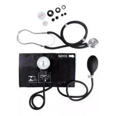 Aparelho De Medir Pressão + Estestoscopio Duplo - Premium, Preto
