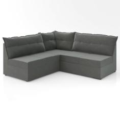 Sofá de Canto 5 Lugares Renaut Suede Cinza Mamflex