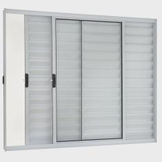 Janela de Alumínio Veneziana 100x100cm com Grade 3 Folhas Direita Ecosul Esquadrisul