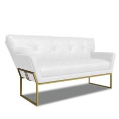 Sofá Namoradeira 2 Lug Industrial Dour Anitta Sintético Pu Branco D03 - D`rossi