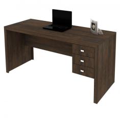 Conjunto Home Office Escrivaninha 3 Gavetas 2 Estantes E Balcão 2 Portas Tecno Mobili Rústico
