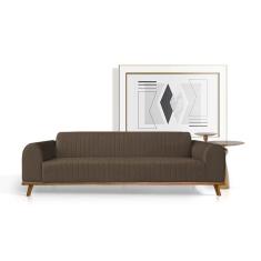 Sofá Living átila 2,10m Em Veludo Marrom Base Madeira Maciça