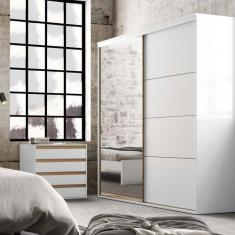 Guarda Roupa Casal 2 Portas 1 Espelho MDF 2,07 m Eleganza Belmax, Bran