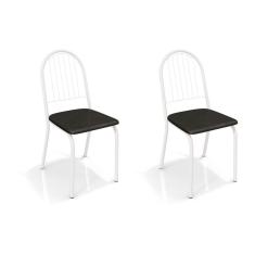Conjunto com 2 Cadeiras de Cozinha Noruega Branco e Preto
