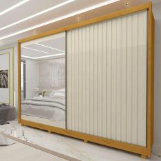 Guarda Roupa Casal 2 Portas 7 Gavetas com Espelho Apolo Gelius Móveis Marromle/Off White