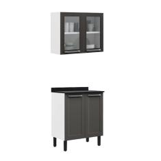 Cozinha compacta 2 Peças 4 Portas Florença Itatiaia Grafite/Branco