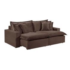 Sofá 4 Lugares Retrátil Com Encosto Fixo Martins M-145 Marrom