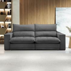 Sofá Retrátil e Reclinável Martinho 250cm Veludo Cinza  - Celflex