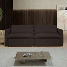 Sofá Cama 3 Lugares Aurora Retrátil Veludo Marrom - Celflex