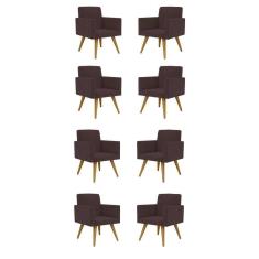 Kit 08 Cadeiras Poltronas Decorativa - Escritório - Recepção Cor:marrom