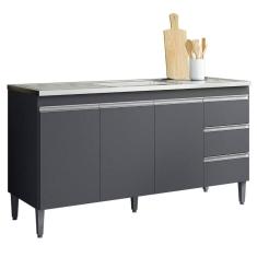 Balcão Para Pia Andréia 160 Cm 3 Portas Cinza Ajl