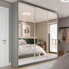 Guarda Roupa Casal 100% Mdf Bp Com 3 Portas Espelho Zermatt Urbi