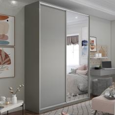 Guarda Roupa Solteiro 100% Mdf Bp Com 2 Portas e 1 Espelho Zermatt Urbi