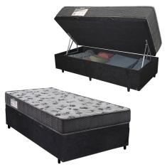 Cama Box Baú Solteiro Suede + Colchão De Espuma D33 - SerenePrime - 88cm