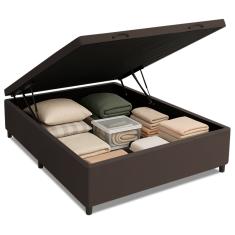 Cama Box com Baú Casal 1,38m com 41cm de Altura Prince Suede Marrom