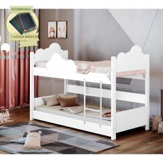 Beliche Solteiro Montessoriana Nuvem Erika Branco Incluso Lousa Mágica