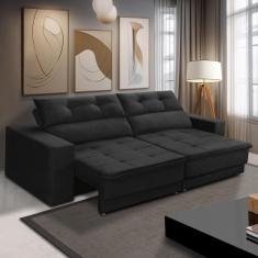 Sofá Retrátil e Reclinável 2 lugares 1,70m com Molas Emily Suede Preto Adonai Estofados