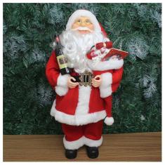 Boneco Natal Papai Noel Com Presente Sommelier 45cm