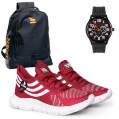 Tenis Masculino Corrida Esportivo academia mochila relogio