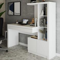 Mesa Escrivaninha 2  Portas 1 Gaveta para Computador Homework Branco - Panorama Móveis