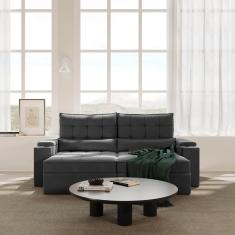 Sofá Retrátil Reclinável com Porta Copos e Usb 3 Lugares 230cm Embaúba Extra Cabecasa Madeiramadeira Cinza Diamante