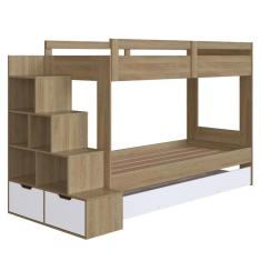 Treliche Infantil com Escada, Nicho e Gaveta Aveiro e Branco