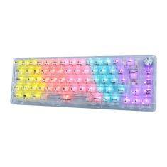Teclado Gamer Mecanico Neologic Crystal Edge, 65%, Transparente, Rainbow, Switch Branco, Cabo Tipo C, Abnt2 - Nlcrstl-Edge