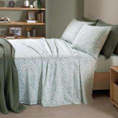 Jogo de Cama Queen 4 peças Lençol com Elástico 100% Algodão Percal 130