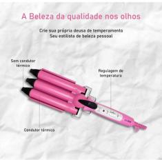Triondas Ondulador de Cabelo Triplo de Cachos 25mm Bivolt, Bivolt
