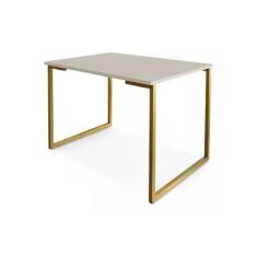 Escrivaninha Industrial Rafaela Com Pés Em Aço Dourado 90cm - Casa Don