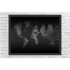 Quadro Decorativo Mapas Mundo Quartos e Salas Decorações Com Moldura -
