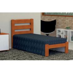 Cama de Solteiro Luna de Madeira Maciça Angelim Pedra/Tauari - Cor Mel