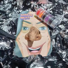 Kit Bruxa Fantasia Halloween Adulto: Capa + Chapéu + Nariz com Opção B