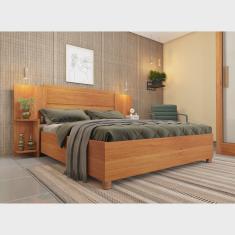 Cama Box Casal 193cmx144cm Mônaco com Cabeceira Extensivel e 2 Mesas de Cabeceiras