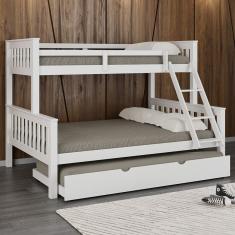 Beliche Casal/Solteiro De Madeira Com Cama Auxiliar Solteiro