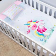 Jogo De Lençol De Berço 2 Peças Infantil Bebê Unicórnio - Mercado Bord