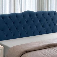 Cabeceira de Cama Box Madeira Estofada Casal Atena - D'Julia, Azul