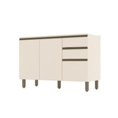 Balcão de Cozinha Pia 120 Cm 3 Portas 2 Gavetas Connect Henn, Off Whit