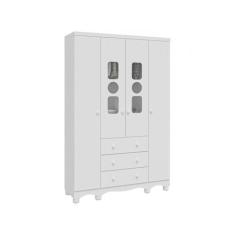 Guarda Roupa Bebê Moveis Peroba Tedy 04 portas 03 gav MDF, Branco